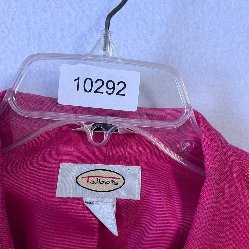 Talbots Blazer Womens 12 Fuschia Pink Irish Linen Colorful Jacket Wedding Summer - Picture 16 of 16